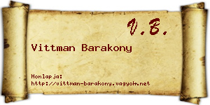 Vittman Barakony névjegykártya